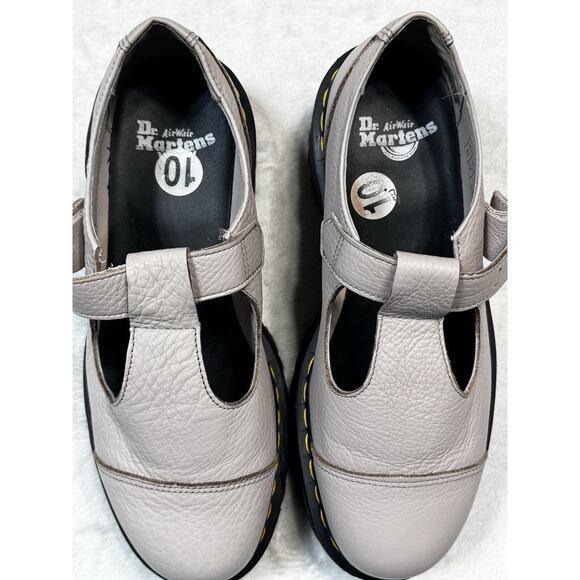 Dr Martens Bethan T-Strap Platform Mary Jane Shoes Pebble Grey Leather US W 10 - Picture 12 of 13